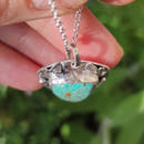 Sterling Silver Chrysocolla Pendant with Leaves - Anima Mundi Crystals