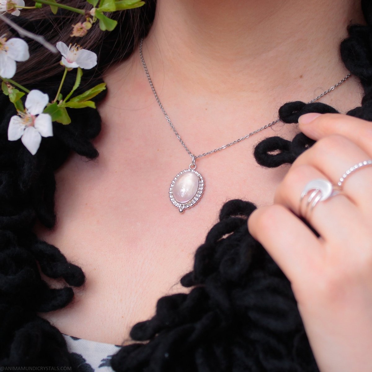 Sterling silver Rose Quartz Necklace - Anima Mundi Crystals