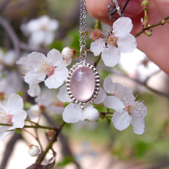 Sterling silver Rose Quartz Necklace - Anima Mundi Crystals