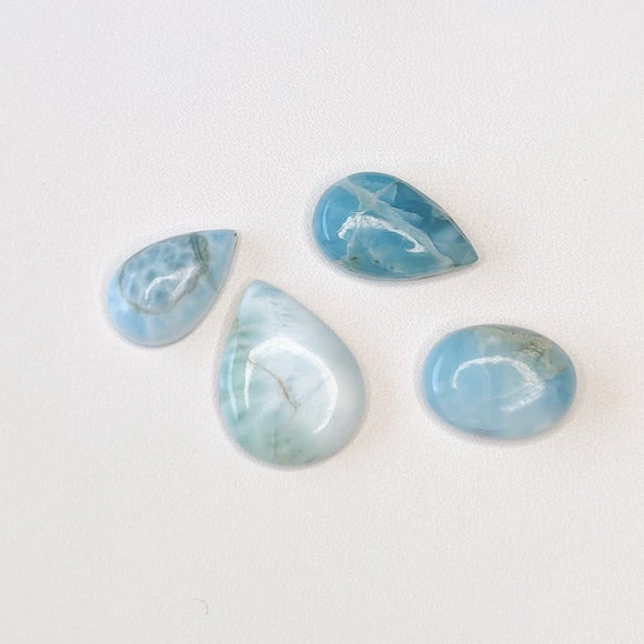 Tearshape Larimar cabochons - Anima Mundi Crystals