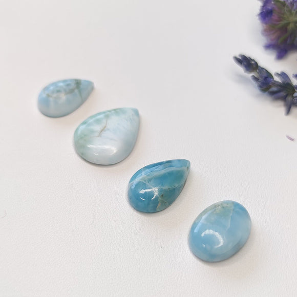 Tearshape Larimar cabochons - Anima Mundi Crystals