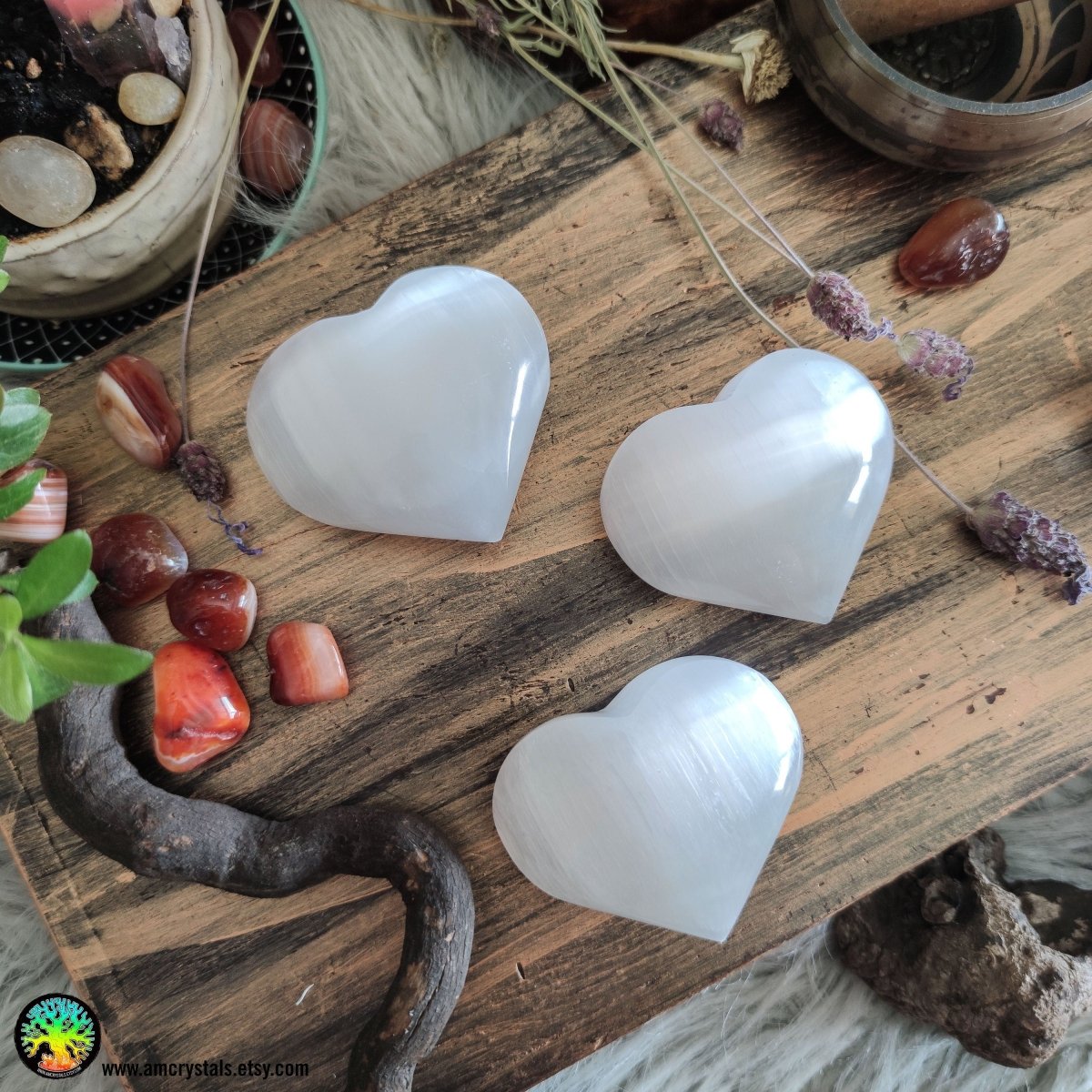 Witte seleniet hartpalmsteen - Anima Mundi-kristallen